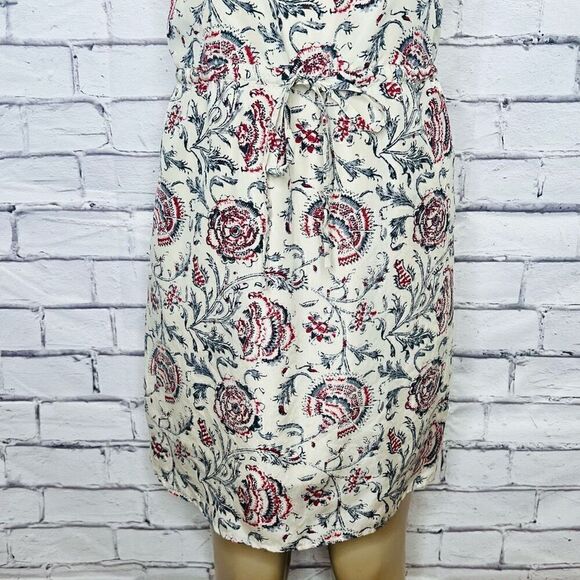 Madewell Multicolor Drawstring Flowy Waist Tie Floral Silk Ruched Dress Size 2 - Picture 3 of 9